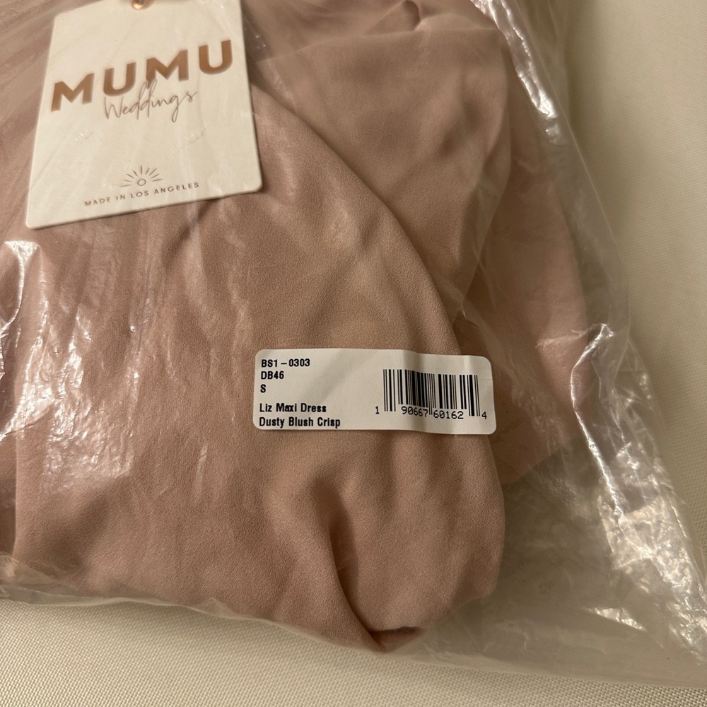 Show Me Your Mumu Liz Maxi Bridesmaid Dress Dusty Blush Crisp - Picture 7 of 7